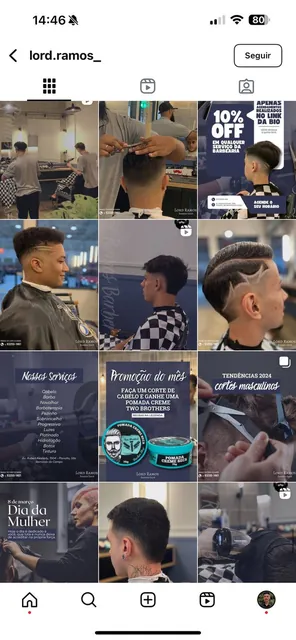 Feed do Instagram @lord.ramos_ (Beleza), gerido pela iRobusti